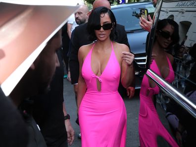 Kim Kardashian Pink Balenciaga Paris Fashion Week