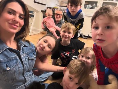 Alec and Hilaria Baldwin with their seven children