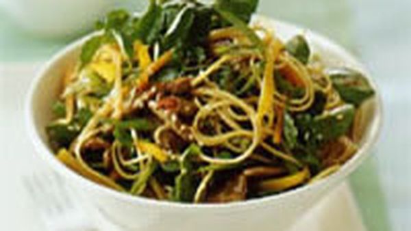 Sesame beef pasta salad