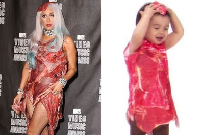 The mini meat dress! Lady Gaga launches spoof Baby Gaga clothing range -  9Celebrity