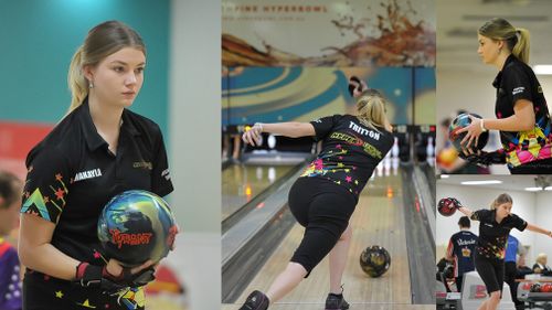 Makayla competing in bowling. (Living and Loving Photography)