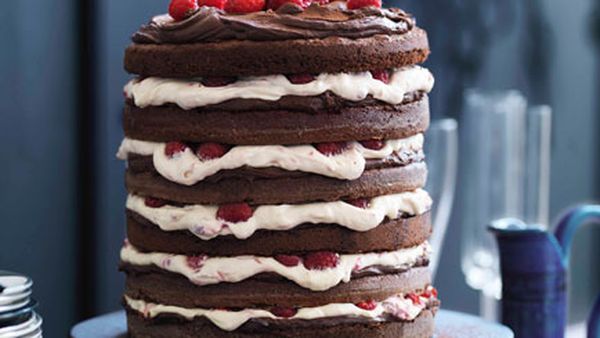 Chocolate raspberry layer cake