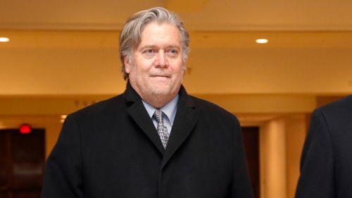 Former White House strategist Steve Bannon leaves a House Intelligence Committee meeting where he was interviewed behind closed doors on Capitol Hill. (AAP)