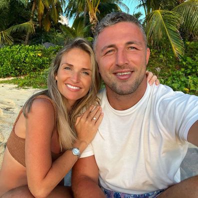 Sam Burgess and Lucy Graham after getting engaged.