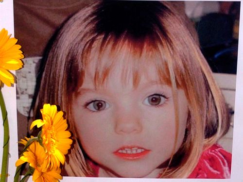 A poster of three-year-old Madeleine McCann, a British girl who went missing in 2007 while on holiday with her parents in Praia da Luz.