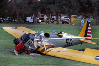 VENICE, CA - MARCH 05: A general view at the Penmar Golf Course after a single-engine plane piloted by actor Harrison Ford crashed on March 5, 2015 in Venice, California. Ford was reportedly taken to a nearby hospital in fair to moderate condition. (Photo by David Buchan/Getty Images)
