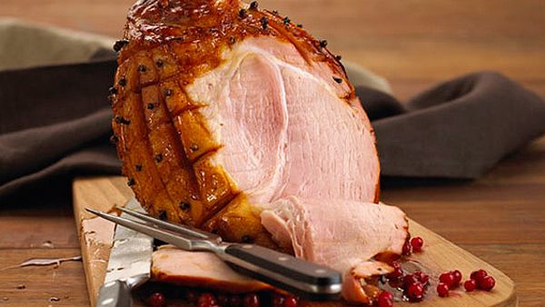 Apple cider-glazed Christmas ham