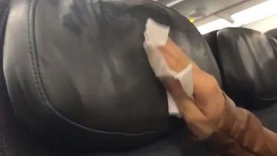Passenger plane alcohol wipe test