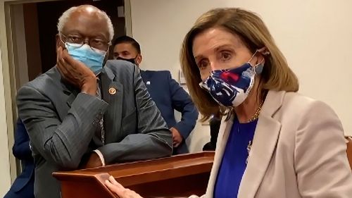 Nancy Pelosi the moment she found out members of Congress were in the chamber and had been given gas masks when the Capitol was breached.