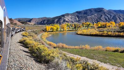 rocky mountaineer Rockies to the Red Rocks route two-day rail journey between Denver, Colorado, and Moab, Utah, with an overnight stay in Glenwood Springs, Colorado.