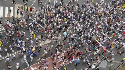 Police in Sydney closed some parts of the CBD as protesters marched. 