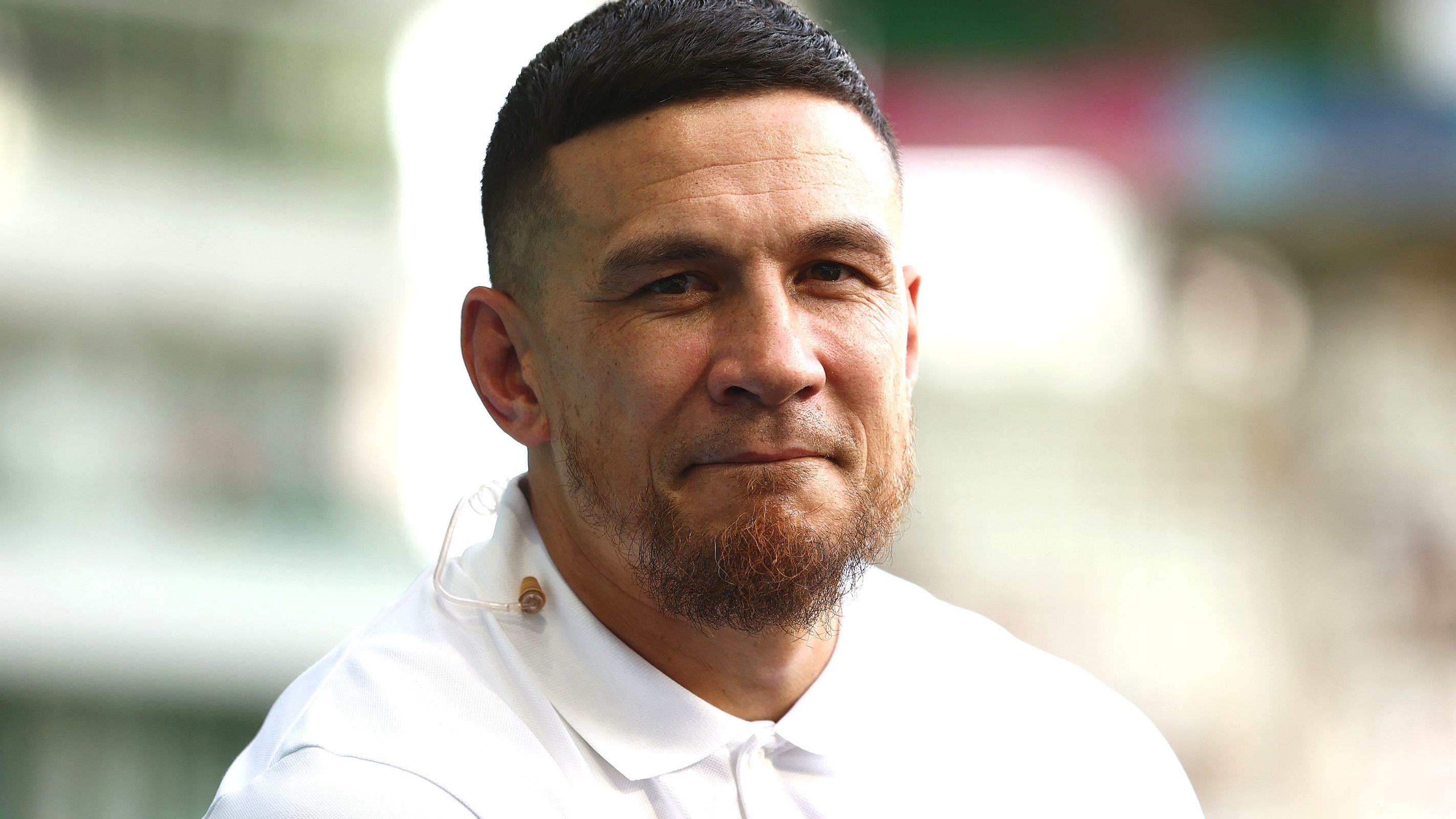 Former player Sonny Bill Williams during the Rugby World Cup France 2023 match between Australia and Fiji.