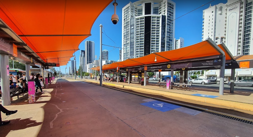 Broadbeach South tram stop in Gold Coast.