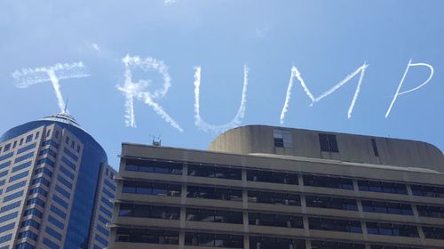 Supporters put Trump name in Sydney sky