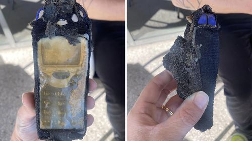 The barnacle-encrusted Nokia 3210 found on a Gold Coast beach.