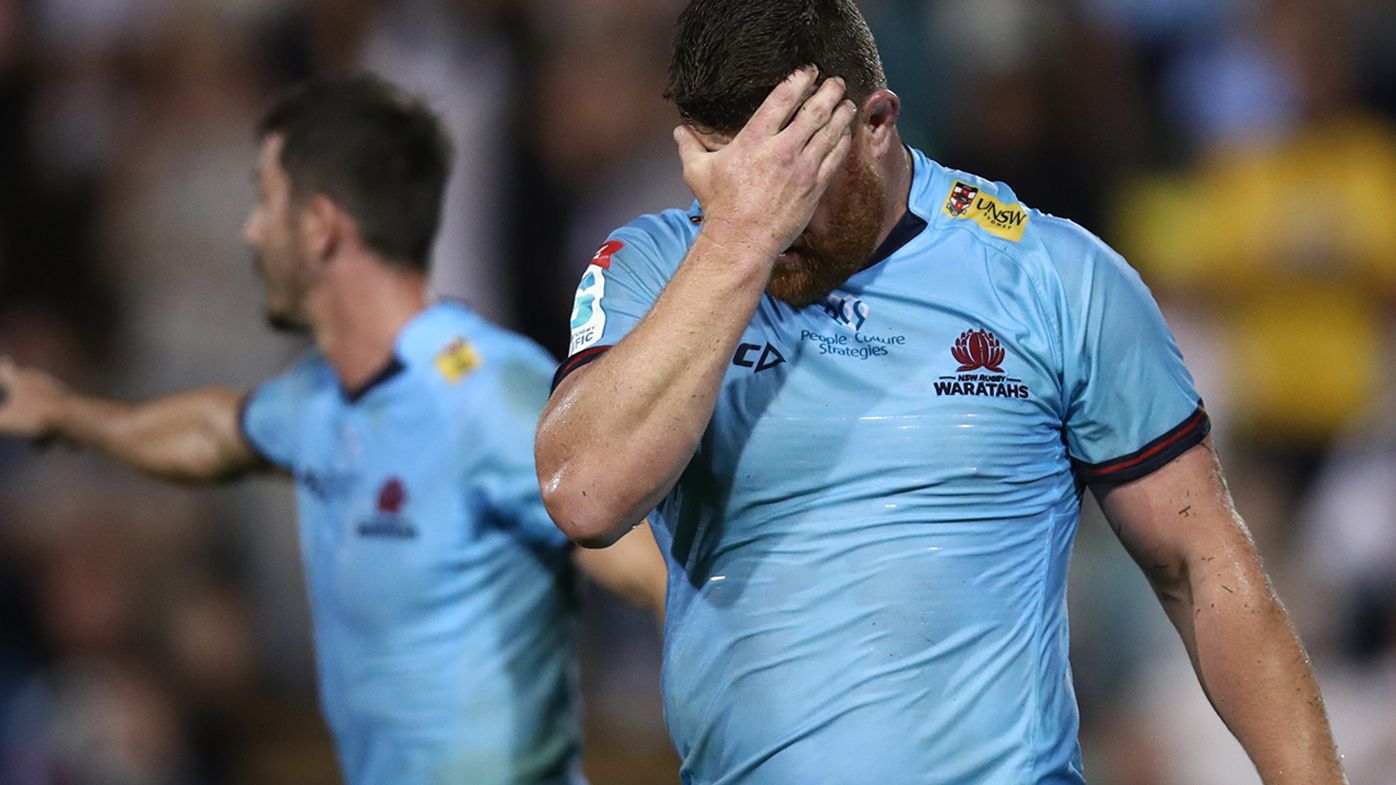 Paddy Ryan of the Waratahs receives a red card during the loss to the Hurricanes.