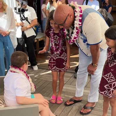 Dwayne 'The Rock' Johnson takes his kids to help grant wishes with Make-A-Wish