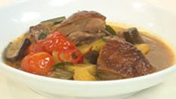 Roast duck in red curry