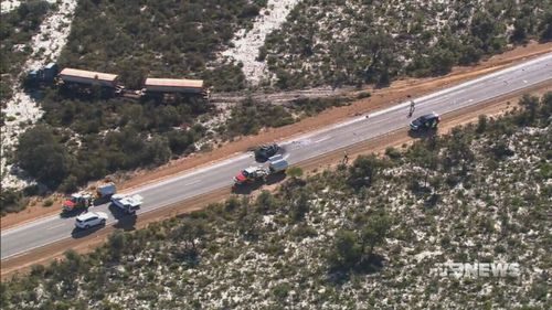 The crash happened on the Brand Highway near Badgingarra. (9NEWS)