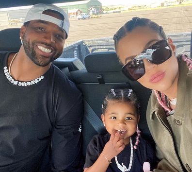 Tristan Thompson, Khloé Kardashian and daughter True.