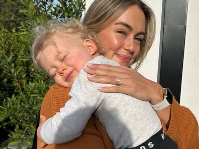 Steph Claire Smith cuddles her son Harvey.