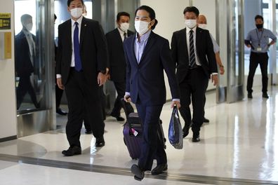 Kei Komuro, fiance of Princess Mako, arrives at Narita international airport in Narita, near Tokyo. Sporting ponytail