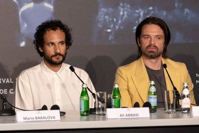 Iranian director Ali Abbasi (left) and actor Sebastian Stan (right) attend the press conference for 'The Apprentice' during the 77th annual Cannes Film Festival, in Cannes, France, 21 May 2024. 