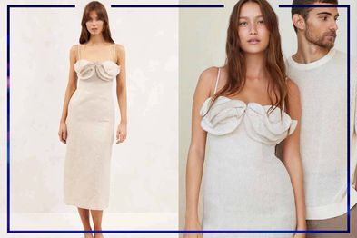 9PR: Petal Bustier Linen Midi Dress