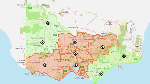 The thunderstorm asthma warning map for today (19/10/17)  (VicEmergency)