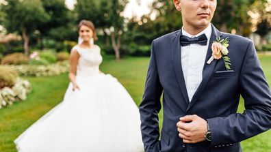 portrait of the bride and groom in nature