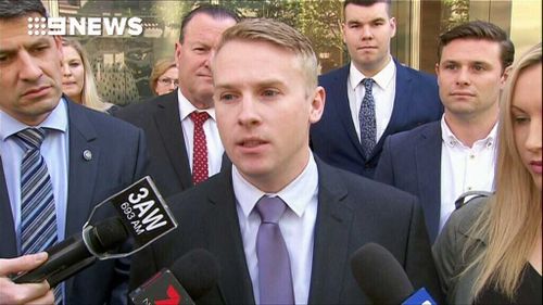 Senior Constable Daniel Yeoman told reporters outside court he and his wife wanted to 'move on' with the life. (9NEWS)