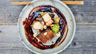 Recipe: <a href="http://kitchen.nine.com.au/2017/08/10/18/10/slow-cooked-barbecued-pork-belly-with-red-miso-sauce" target="_top">Slow-cooked barbecued red miso pork belly</a>