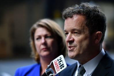 NSW Attorney General Mark Speakman addresses the media today. 