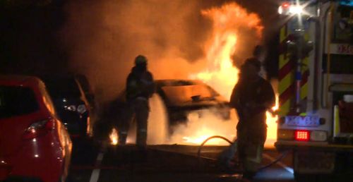 The man refused to exit the vehicle until it erupted in flames.