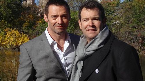 Grill Team host Gus Worland (right) and Hugh Jackman. (AAP)