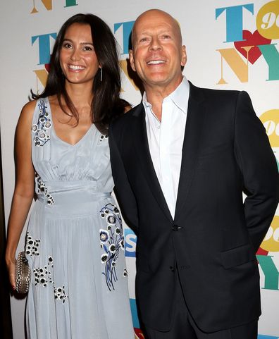 Bruce Willis and Emma Heming Willis attend Tony Bennett 90th Birthday Party on August 3, 2016 in New York City.