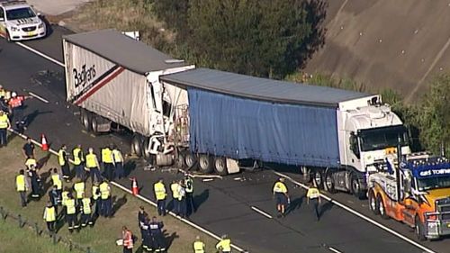 The surviving truck driver has been taken to hospital as a precaution. (9NEWS)