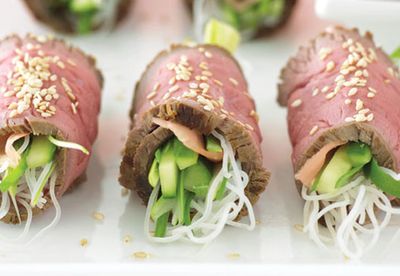 Beef and noodle rolls