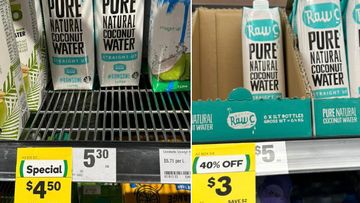 Shoppers have called out a supermarket over price differences between differed stores just minutes apart.Locals in Alexandria in Sydney&#x27;s inner south noticed a $1.50 difference﻿ in upmarket coconut water between two stores.
