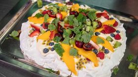 Luke Mangan's summer pavlova with brandy cream and fresh fruit recipe