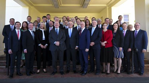 Prime Minister Scott Morrison and Governor-General Sir Peter Cosgrove with the Morrison ministry.