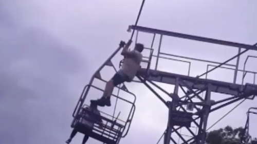 The teen was filmed performing pull-ups before he fell to the ground. 