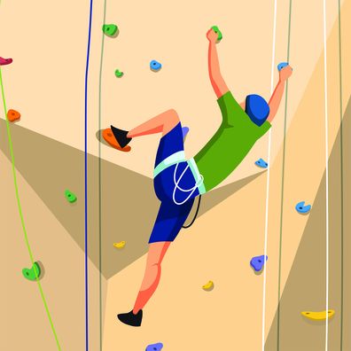 Illustration of man rock climbing