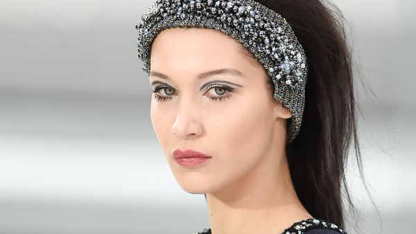 Bella Hadid - all the hair and very little care for Chanel. Image: Getty.