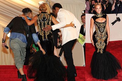 Beyonce's frock at the MET Gala was so tight she had to be carried up the stairs. Practicality fail!
