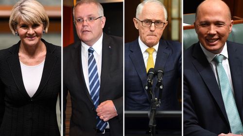 Julie Bishop, Scott Morrison, Malcolm Turnbull and Peter Dutton are in a fight for the country's top job.