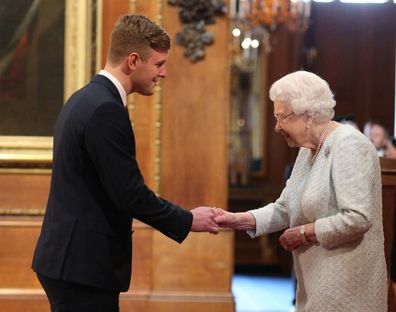 James Threlfall is made an MBE (Member of the Order of the British Empire) by Queen Elizabeth II at Windsor Castle.