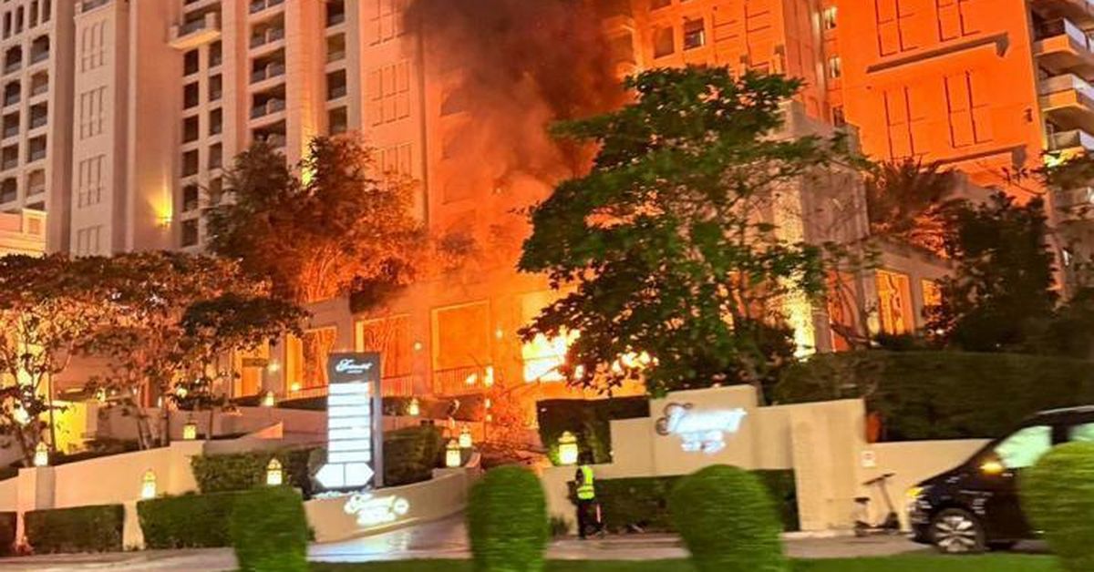 Luxury Dubai hotel damaged in explosion as debris rains down on city