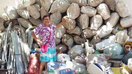 Brazilian mother gathers 300kg of recycling to fund son's study dream