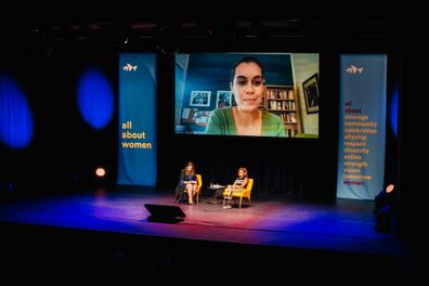 Distinguished Professor Larissa Behrendt, Professor Chelsea Watego and journalist Amy McQuire  at the All About Women festival 2022 in Sydney.